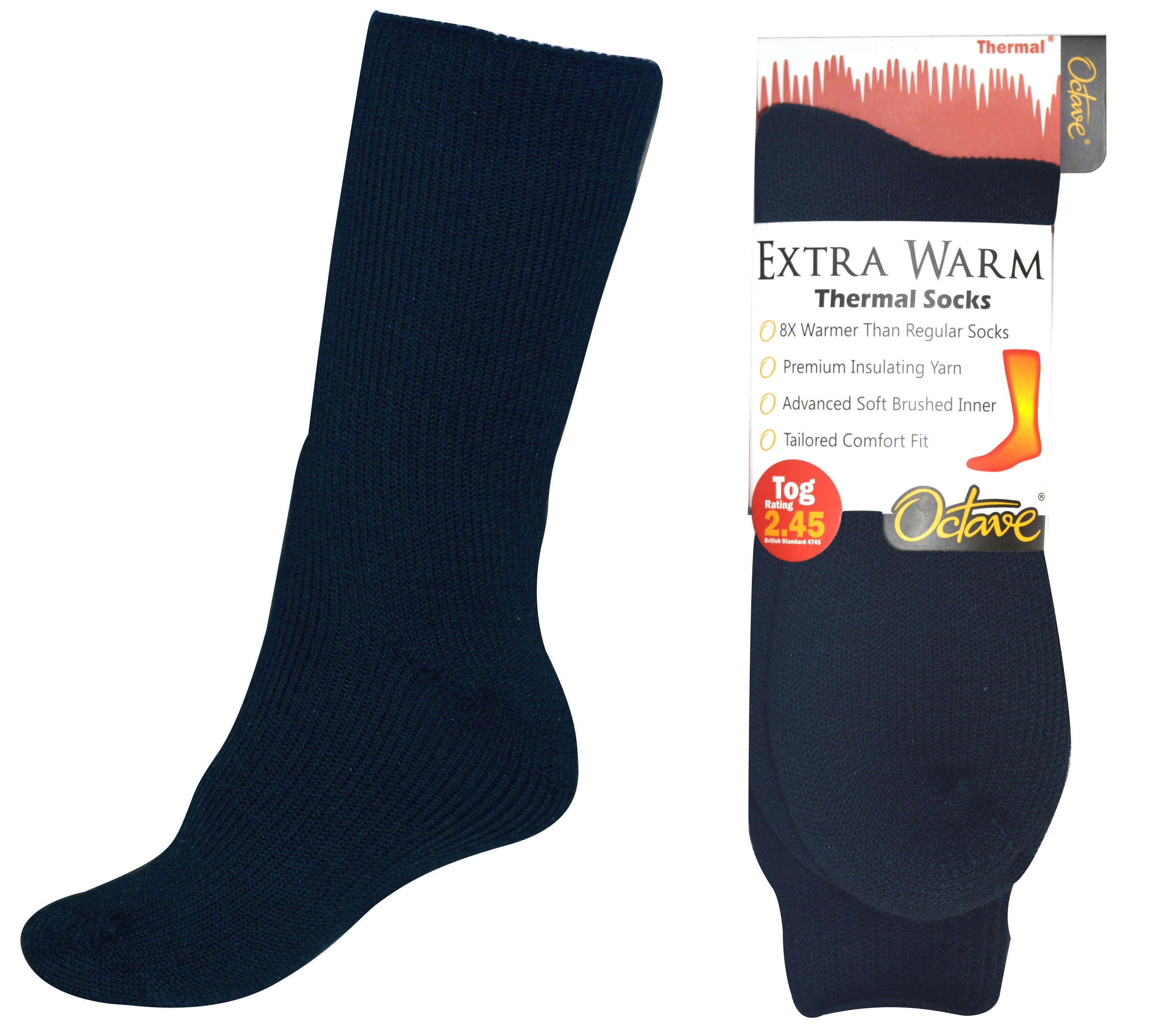 Octave® Mens Extra Warm Thermal Socks Tog Navy British