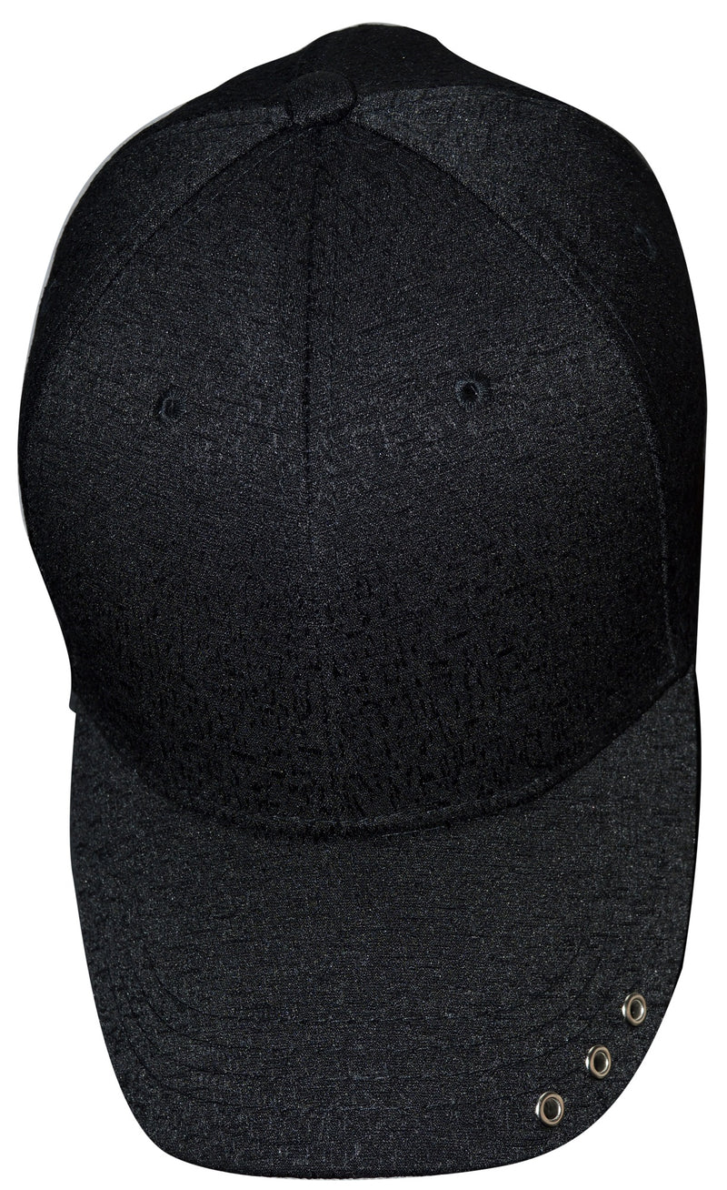 OCTAVE Unisex Baseball Cap Hat - Tuck Strap Embossed Design 3 Metal Eyelets - Black