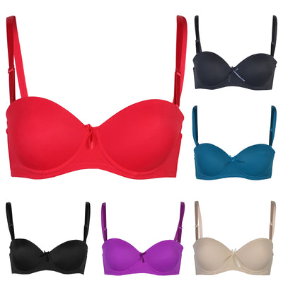 Passionelle® Womens Smoothly Padded Strapless Multiway Push Up Bras - Pack of 6