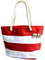 OCTAVE Summer Beach Tote Handbag Striped Design - Red & White