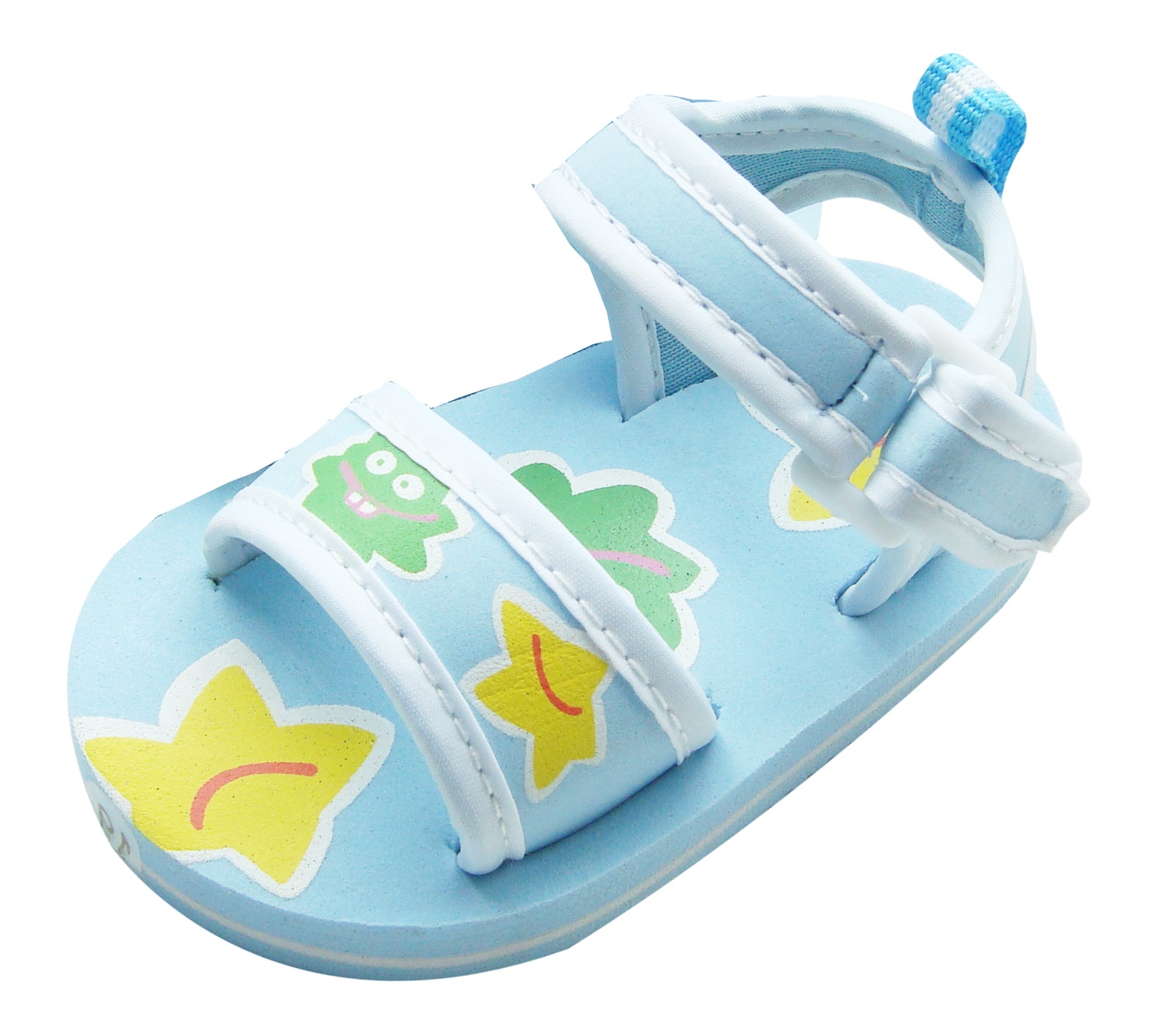 MABINI Bright Smiley Blob Face Summer Baby Eva Sandals With Hook & Loop Fastener