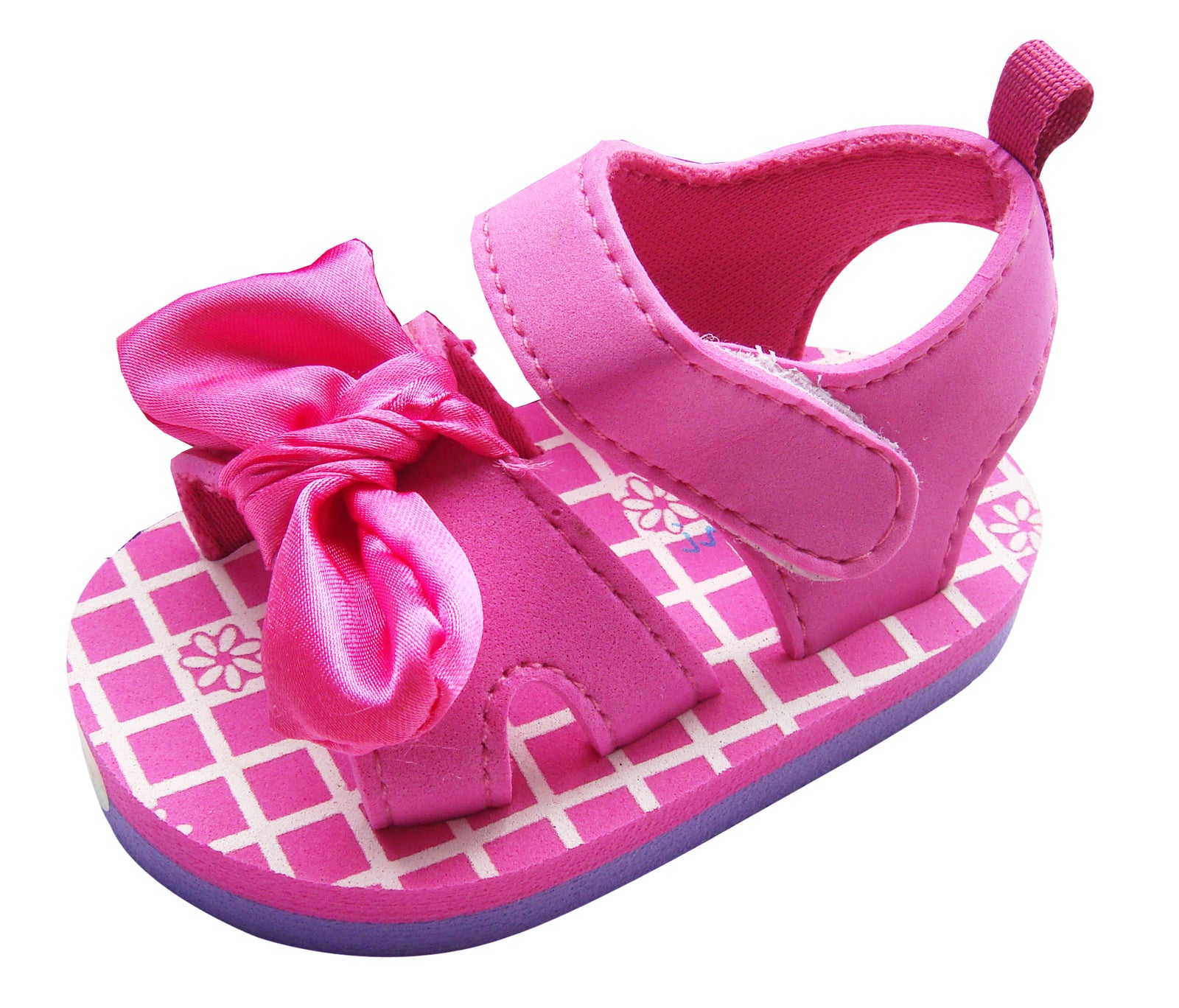 MABINI Baby Girls Pink or Purple Summer Eva Sandals With Contrast Bow