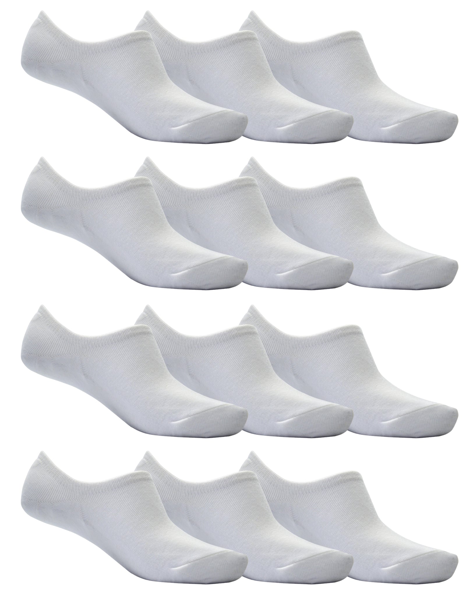 OCTAVE Adults Unisex Plain Invisible Trainer Liner Socks - 12 Pack White
