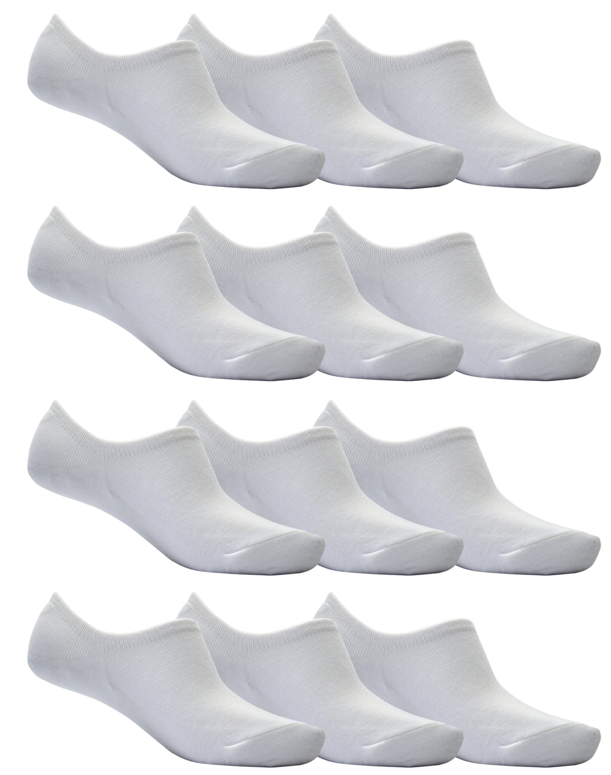 OCTAVE Unisex Plain Invisible Trainer Liner Socks - 12 Pack White