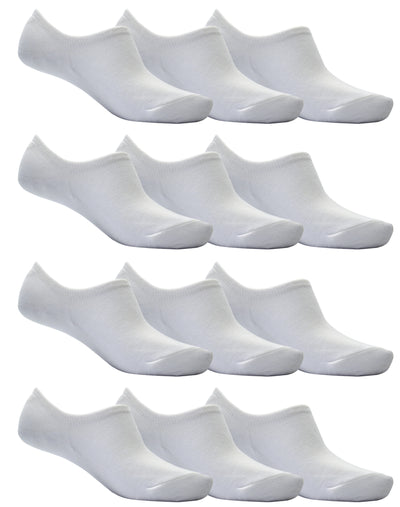 OCTAVE Unisex Plain Invisible Trainer Liner Socks - 12 Pack White