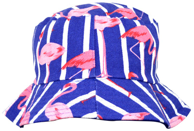 OCTAVE Reversible Bucket Hat - Blue Flamingo Print / Blue