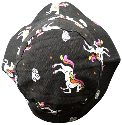 OCTAVE Reversible Bucket Hat - Black Unicorn Print / Black