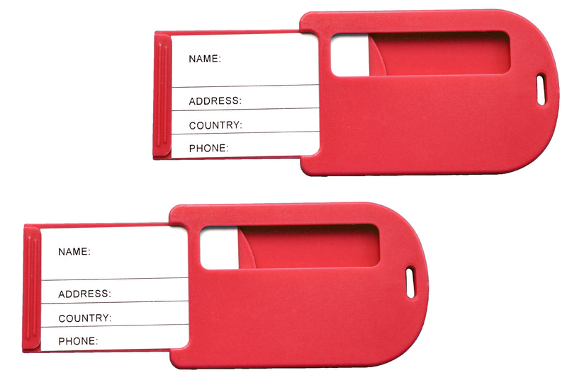 Red travel luggage tags