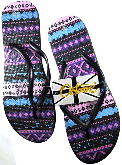 OCTAVE Ladies Summer Beach Wear Flip Flops - Aztec Design