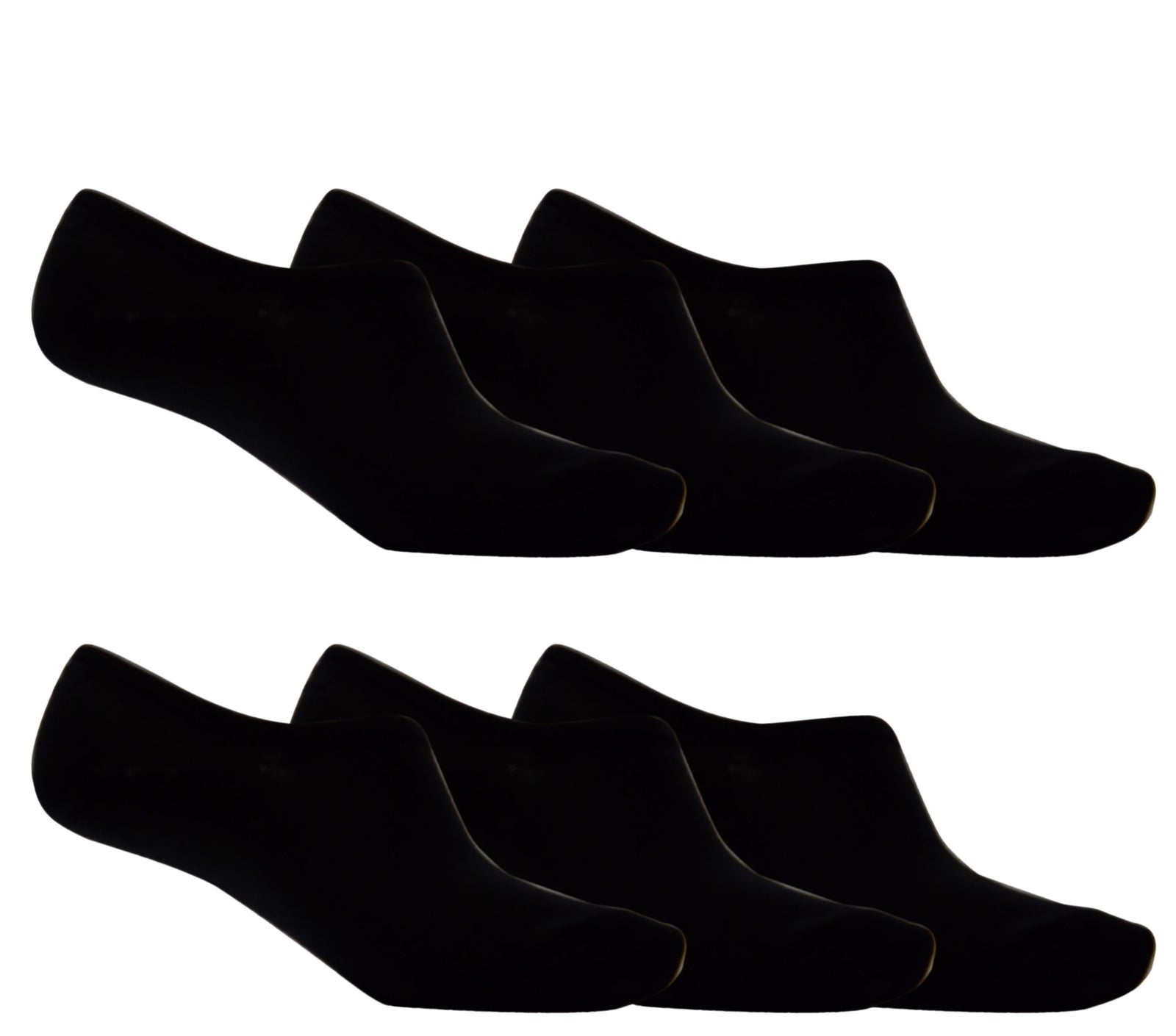 OCTAVE Adults Unisex Plain Invisible Trainer Liner Socks - 6 Pack Black