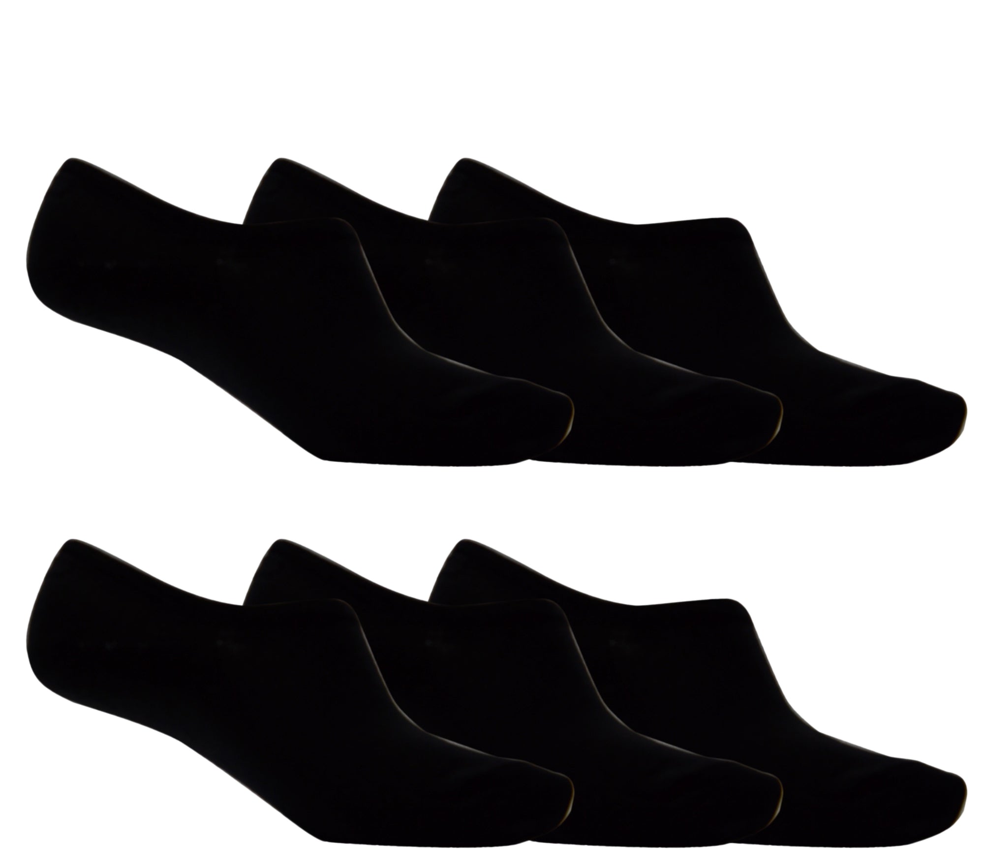 OCTAVE Unisex Plain Invisible Trainer Liner Socks - 6 Pack Black