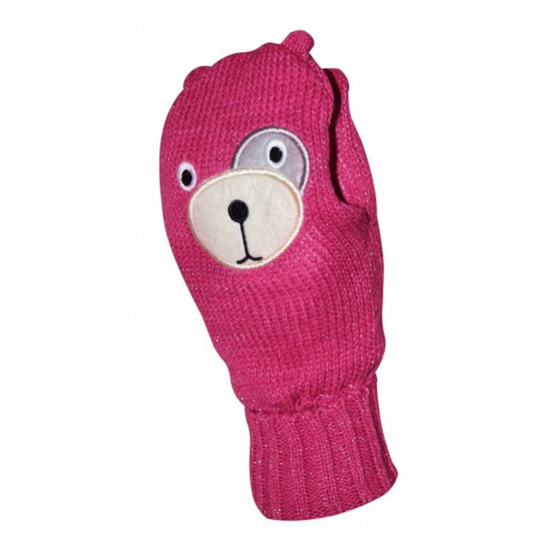 OCTAVE Girls Knitted Teddy Bear Face Mittens With Lurex