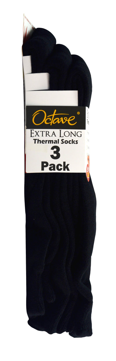 OCTAVE Mens Extra Long Thermal Socks - 1.2 TOG - Pack of 3