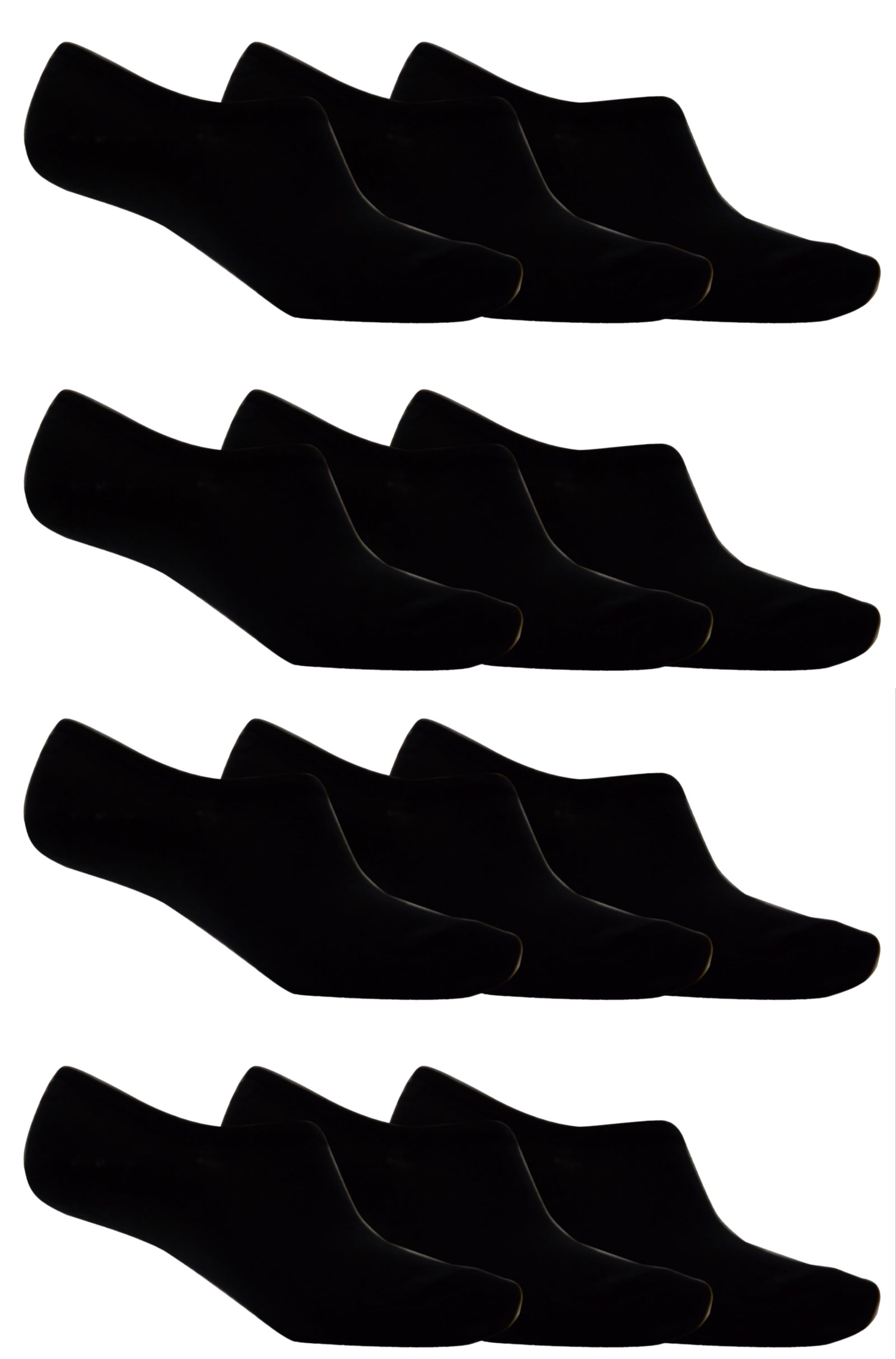 OCTAVE Adults Unisex Plain Invisible Trainer Liner Socks - 12 Pack Black