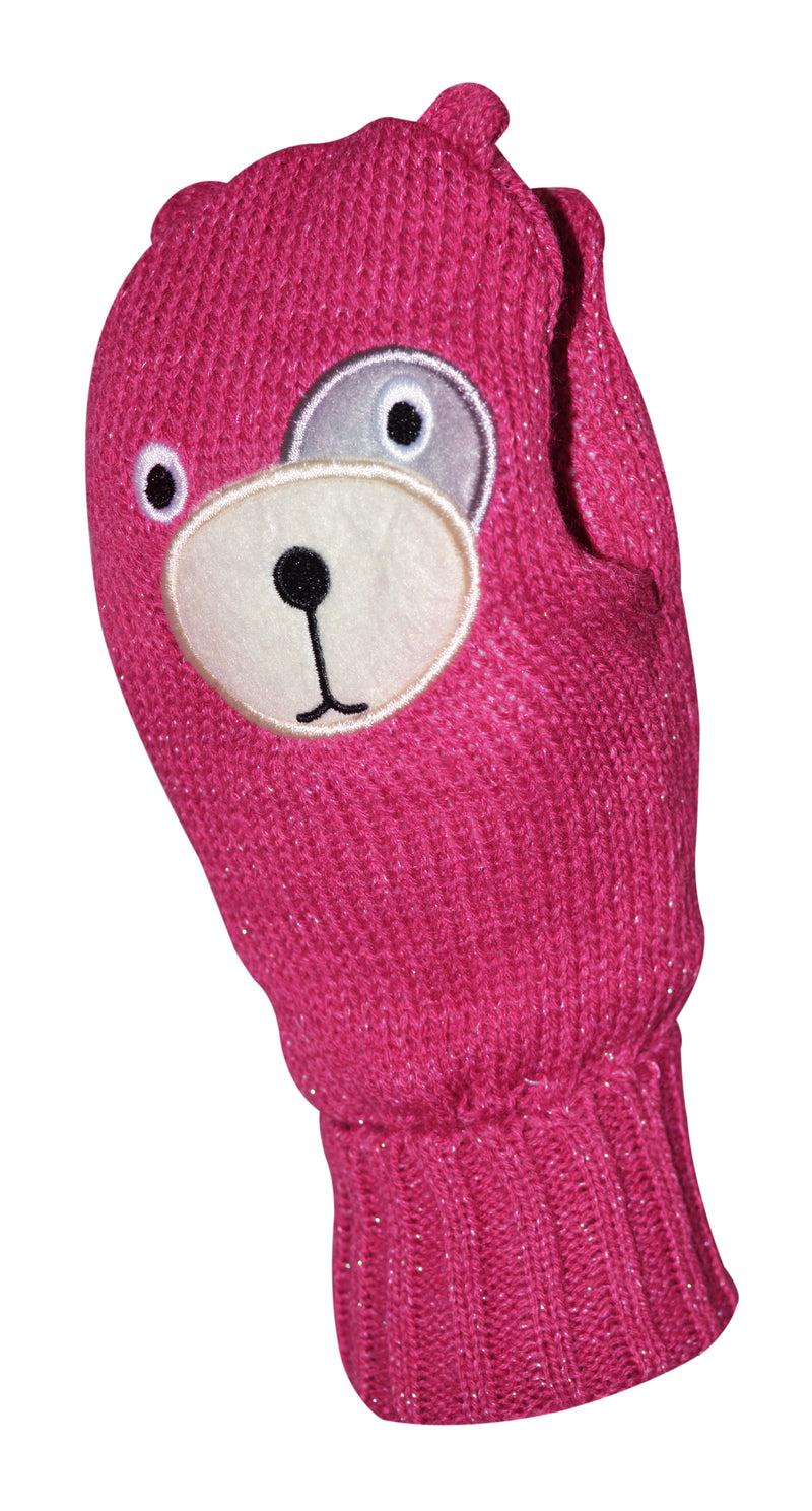 OCTAVE Girls Knitted Teddy Bear Face Mittens With Lurex