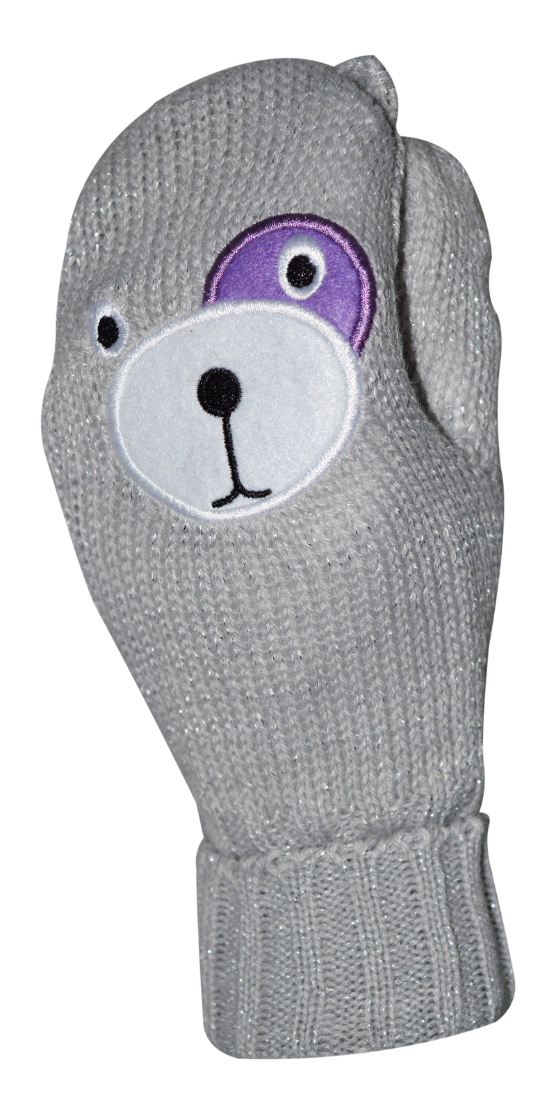 OCTAVE Girls Knitted Teddy Bear Face Mittens With Lurex