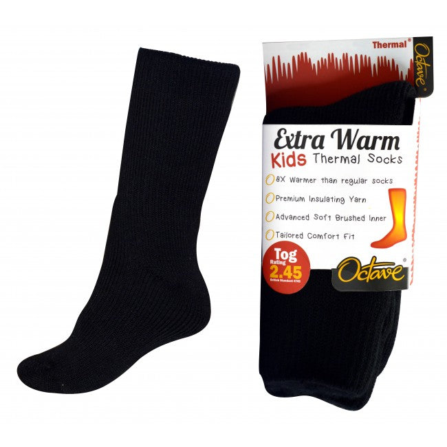 Octave® Kids Extra Warm Thermal Socks 2.45 TOG - Black