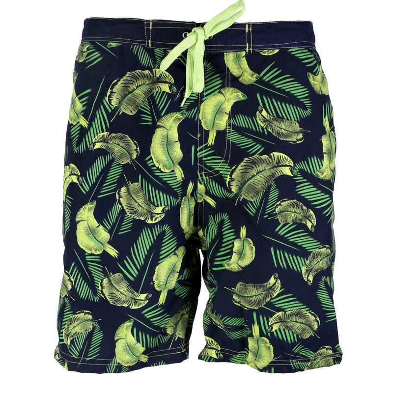 Octave Mens Beach Board Style Printed Swim Shorts With Side Pockets - Safari Print - Navy