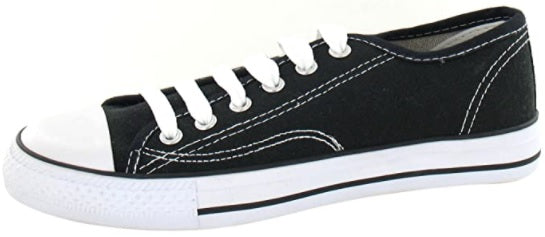 Octave® Mens Retro Vintage Classic Style Black Lace Up Canvas Pump Shoes with White Toe Cap/Box - Size 7